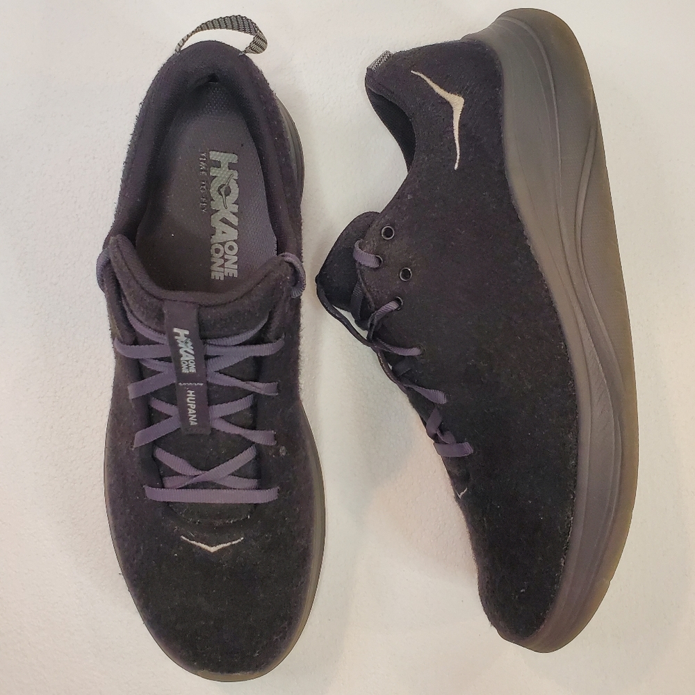 Hoka Hupana Flow Wool Men's Running Shoes Size 10 Solid Black